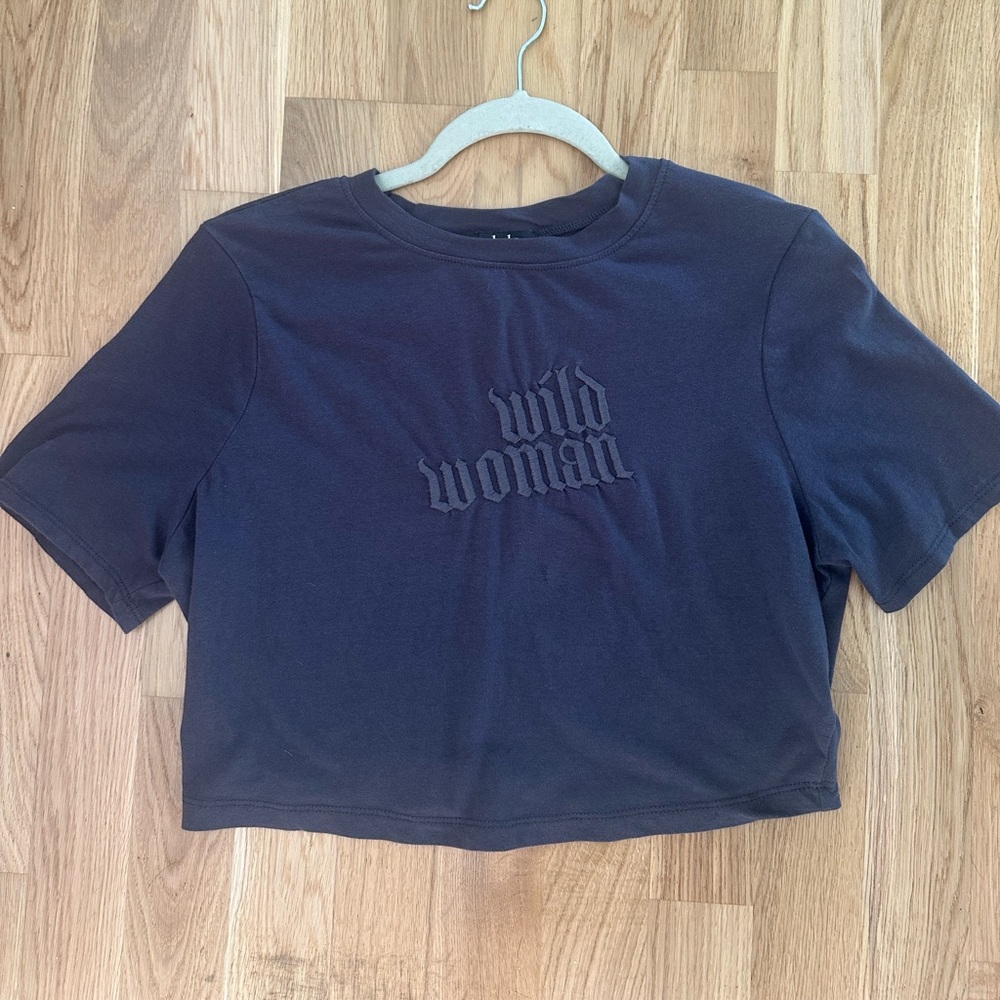 Dressed in Lala Wild Woman Baby Tee Dark Grey